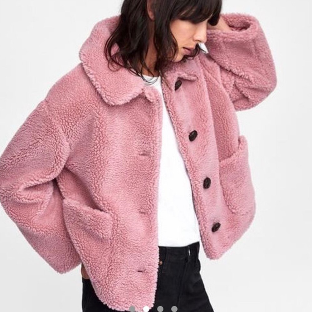 🆕Pink Zara Teddy Coat